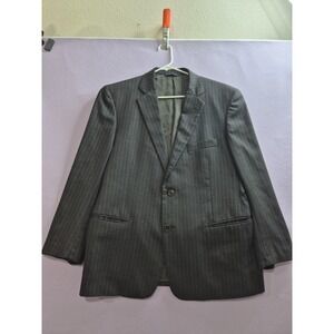 Brooks Brothers Blazer Jacket Mens 44 Gray White Pinstripe Wool Notch Lapel